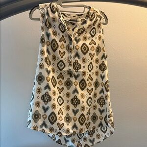 Dalia Cream and Brown Patterned Blouse